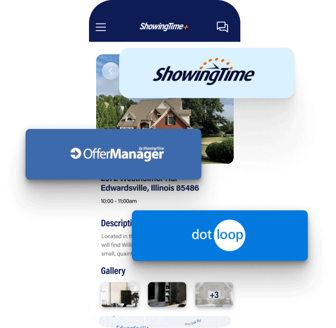 ShowingTime+ real estate products include ShowingTime, Offer Manager, and dotloop. ShowingTime+ real estate products include ShowingTime, Offer Manager, and dotloop.